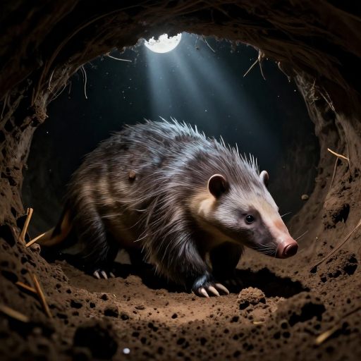 A grounded creature emerges from the earth.
