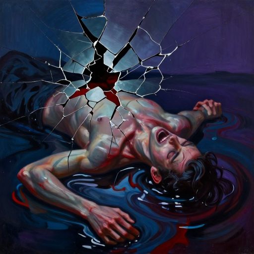 A figure trapped under immense pressure, symbolizing emotional blockage.
