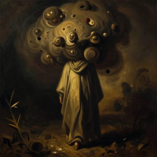 A solitary figure carrying a weighted burden.