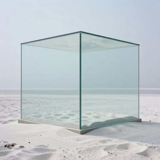 A hyper-sterile, perfectly preserved environment symbolizing absolute purity and emotional isolation.