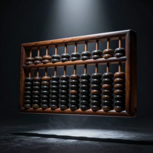 A brass abacus under a spotlight, symbolizing mental accounting.