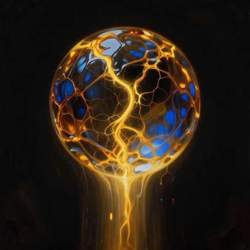 A sphere of pressurized, molten glass hovering at the precipice of shattering.