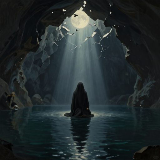 A solitary figure humbled by a vast, echoing space.