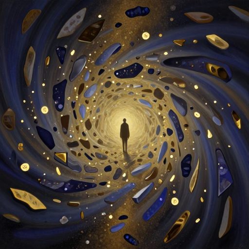 A figure compressing a vast, luminous landscape into a single, fragile point.