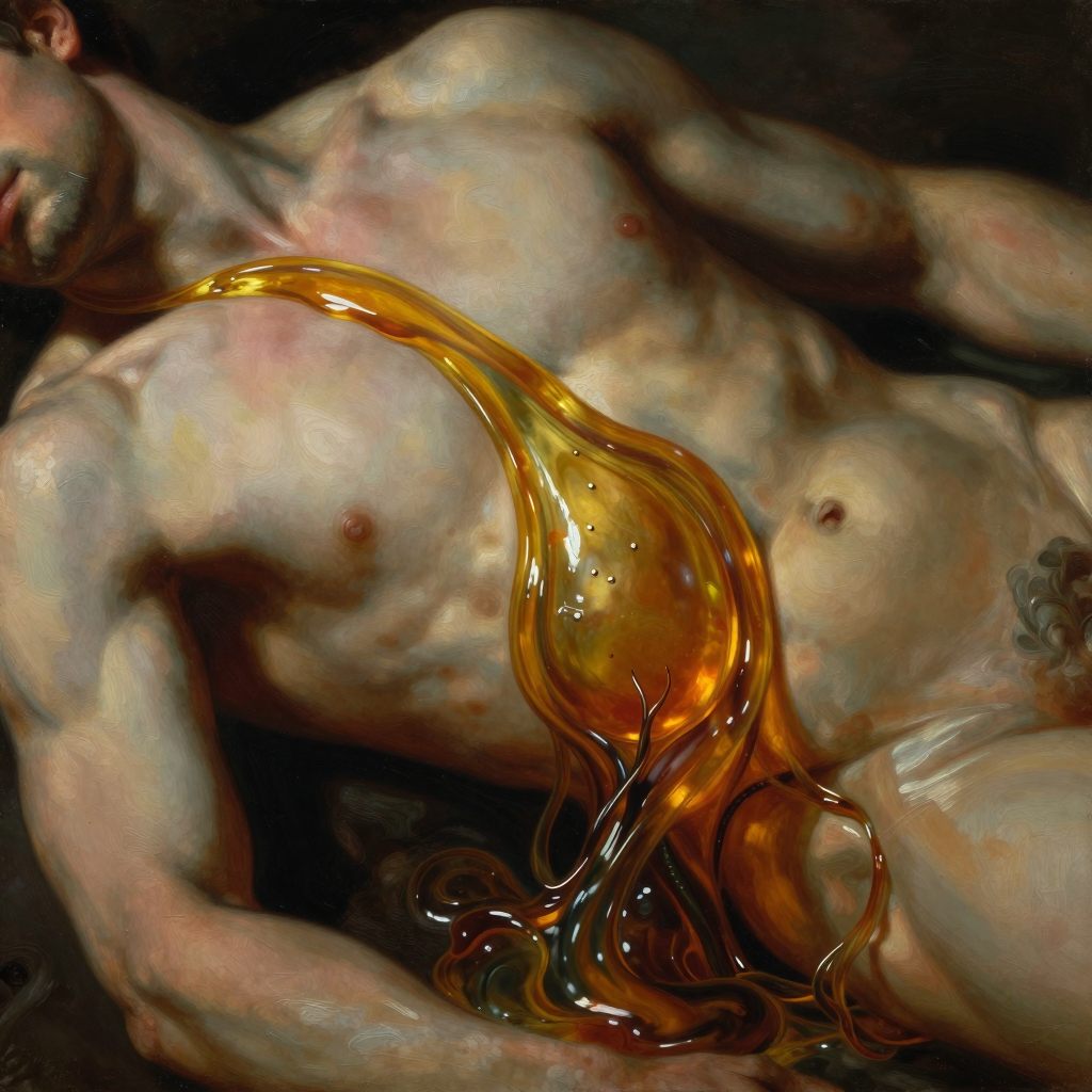 A pressurized, visceral representation of internal vulnerability.