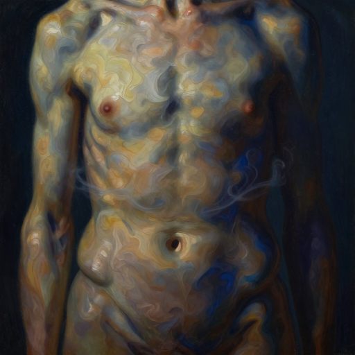 A figure clutching their solar plexus, symbolizing emotional pressure.
