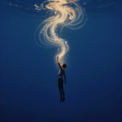 Figure suspended in a swirling indigo void, representing involuntary transition.