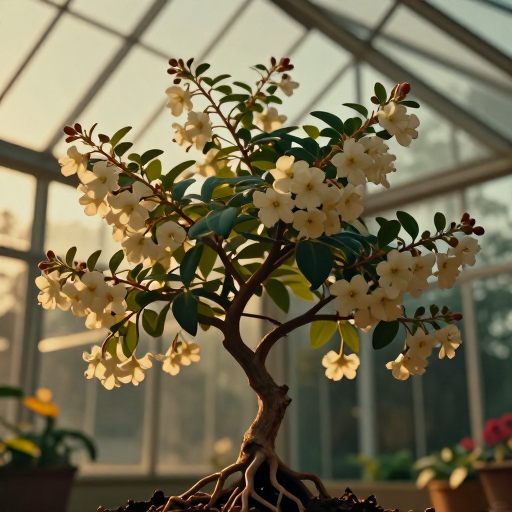 A mature Abelia plant bathed in golden light, symbolizing enduring presence.