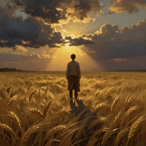 A solitary figure standing against a turbulent horizon, embodying unwavering endurance.