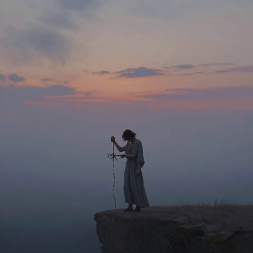 A figure standing at a threshold, severing a connection.