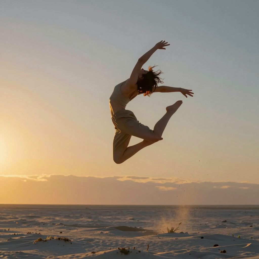 A dancer in mid-flight, symbolizing physical wholeness and agency.