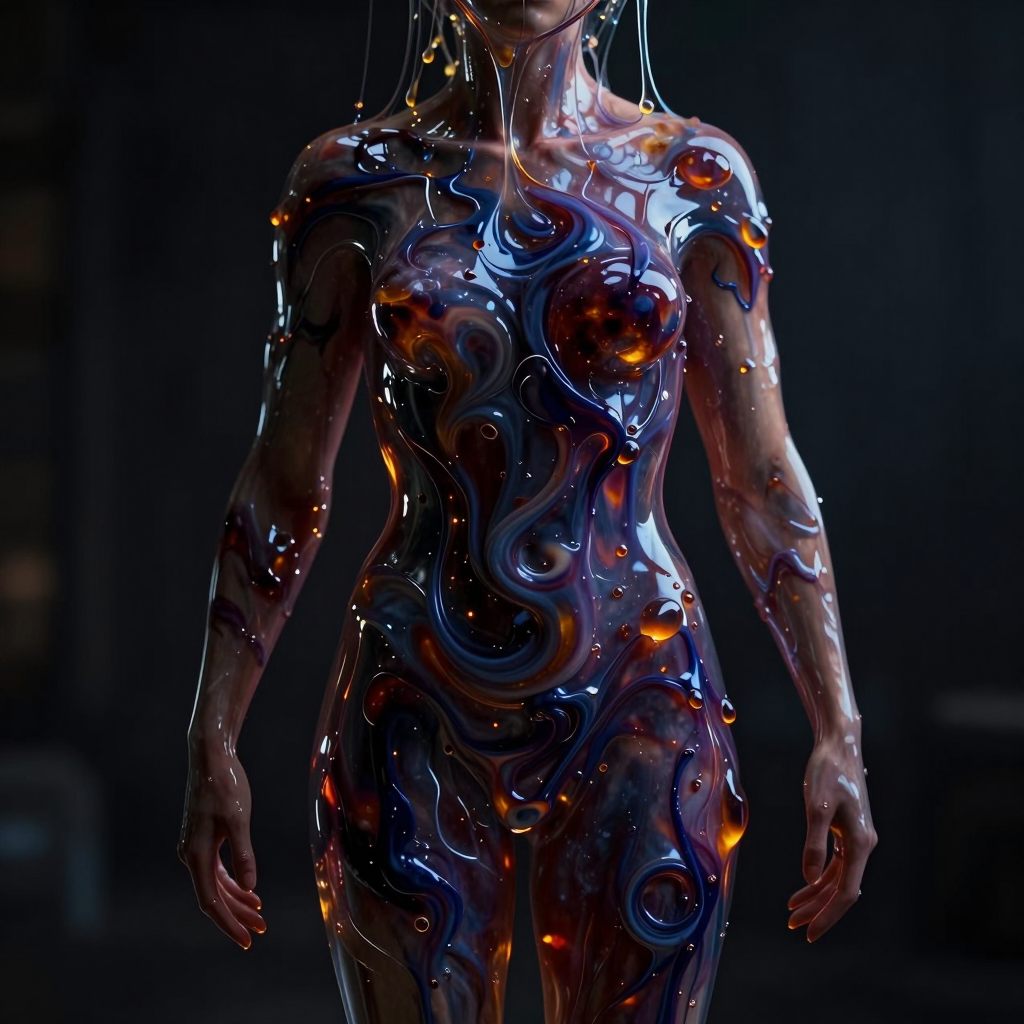 Physical manifestation of emotional pressure in viscous amber.