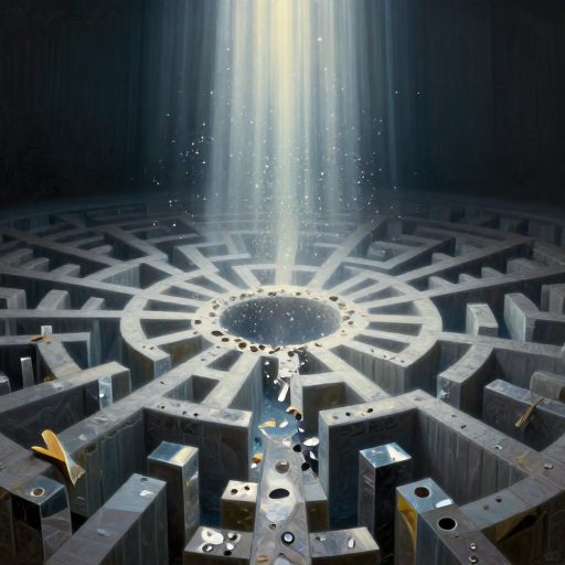 Dissolution of a crystalline structure into light.