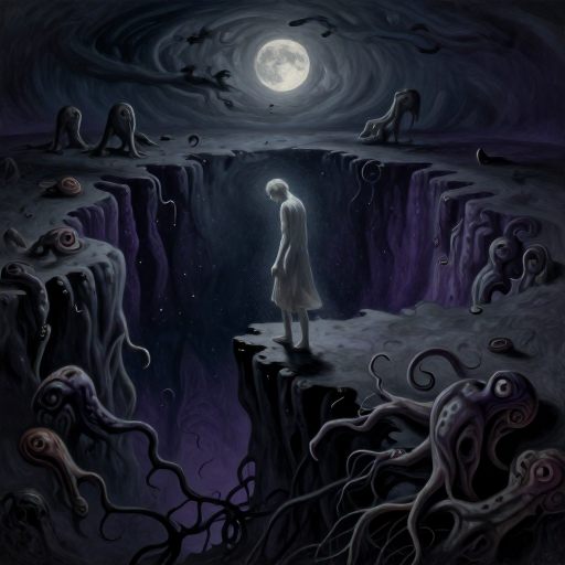 A figure emerging from a swirling abyss of shadow.