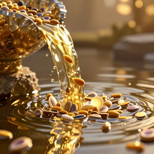 Overflowing golden tide symbolizing abundance