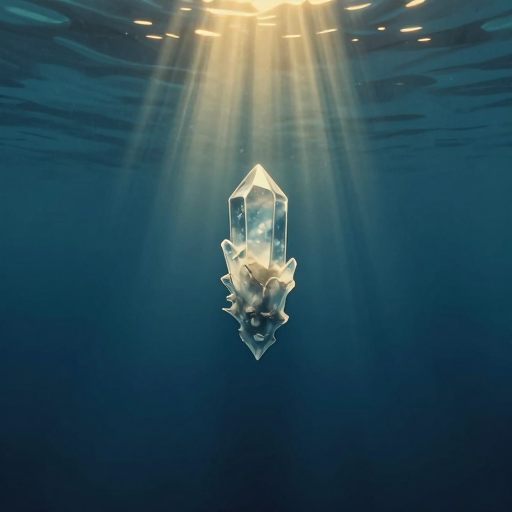 Suspended formation of a fragile, crystalline structure in deep water.