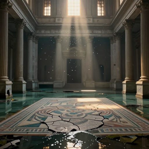 A vast, flooded subterranean chamber suggesting a threshold of necessary endings.