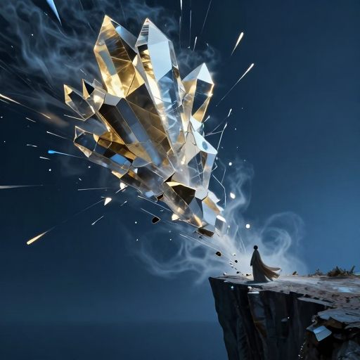 Dissolution of crystalline structures into mist.