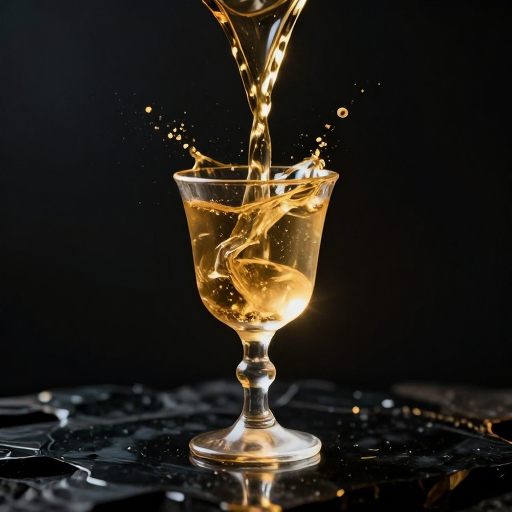 A luminous, golden substance flows into a crystalline chalice, symbolizing divine sustenance.
