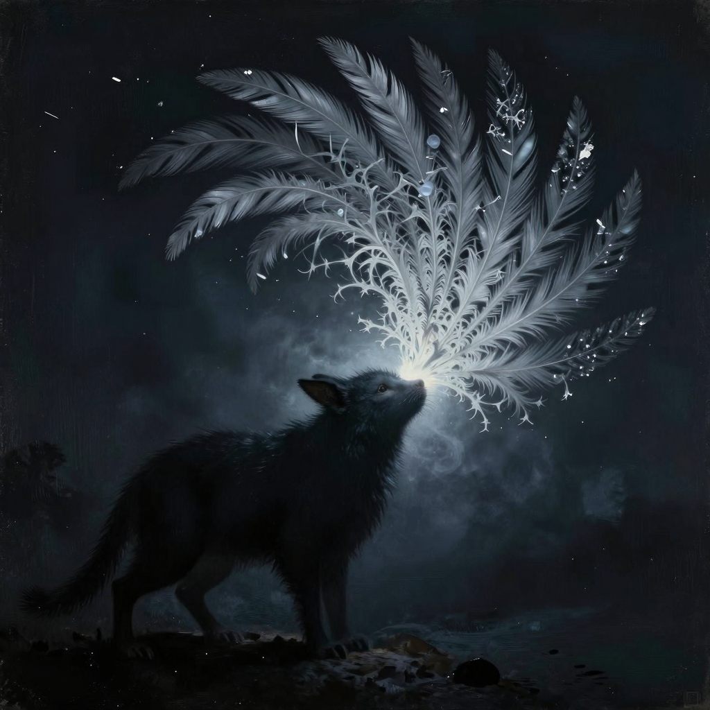 A creature revealing sudden, fractal detail.