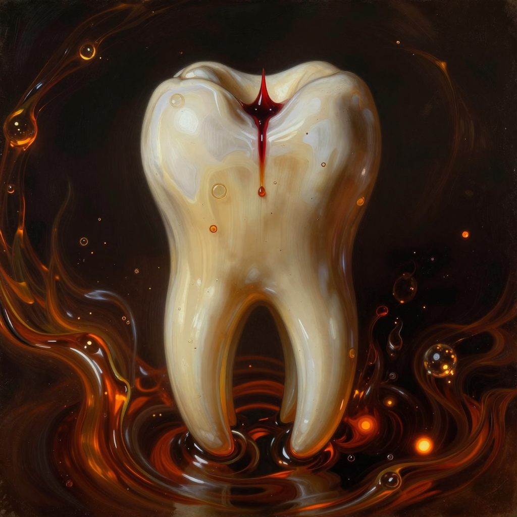 A magnified, crystalline structure representing pressure within a cavernous mouth.