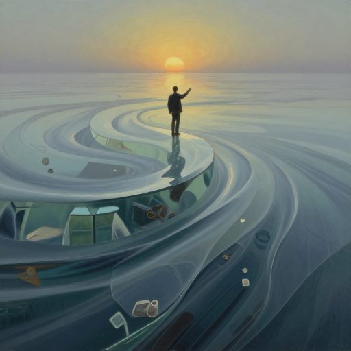 A figure adrift in a sea of memory.