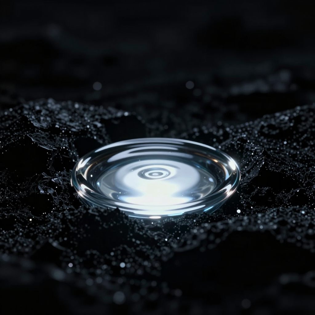 A singular, perfectly clear pool of liquid, representing absolute truth.