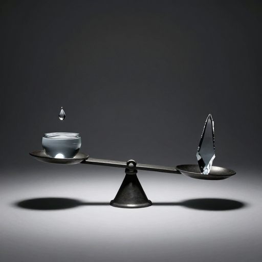 A suspended scale representing the tension between perfection and collapse.