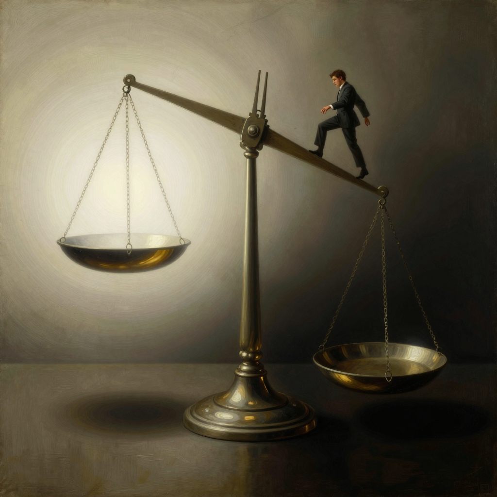 A figure suspended between two absolute thresholds.