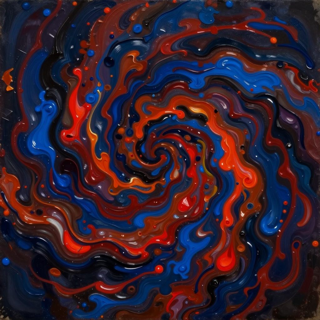 Visceral collision of color and texture representing the unstructured psyche.