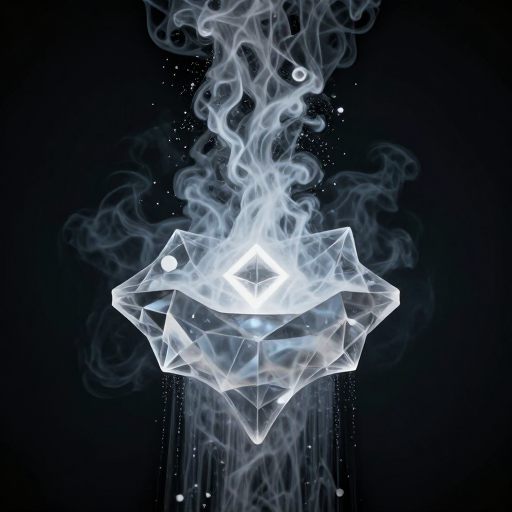 A translucent crystalline structure filtering chaotic smoke into a single point of clarity.
