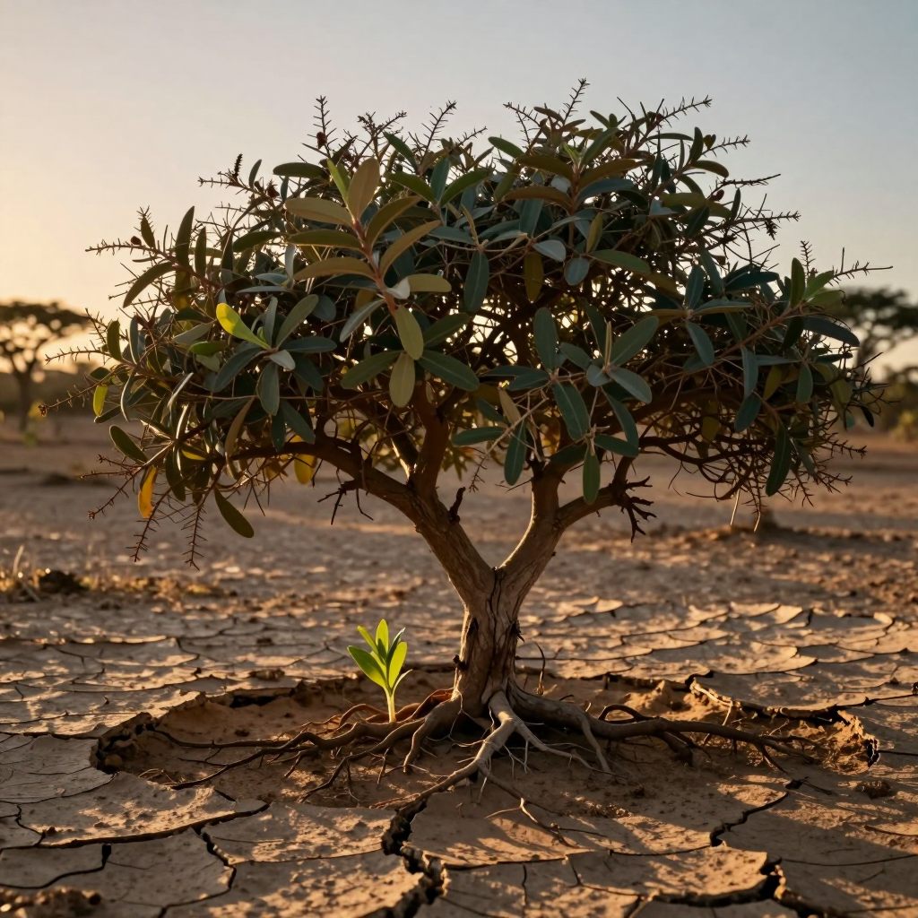 A solitary Acacia cambgei plant symbolizing quiet endurance.