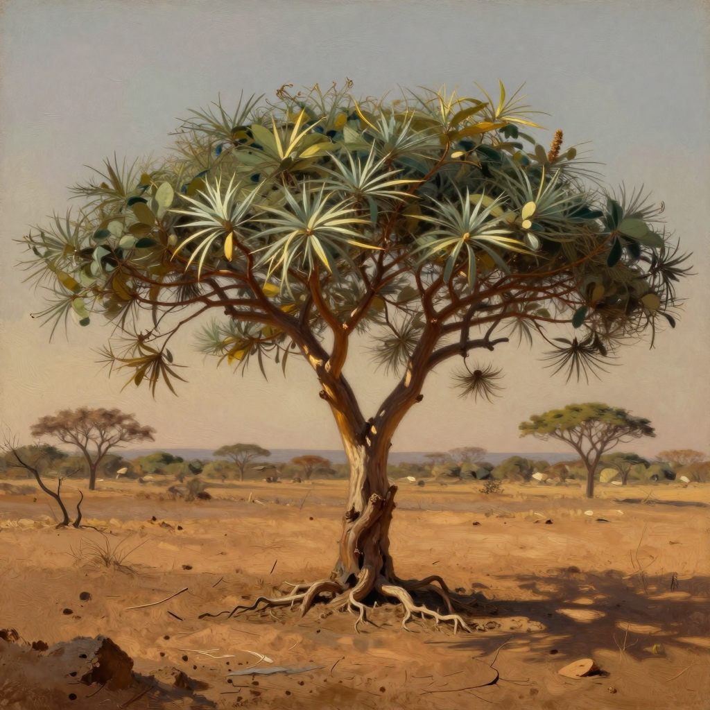 Resilient acacia roots in arid ground.