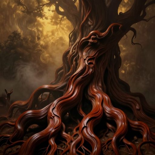A polished, deep mahogany root structure symbolizing foundation and maturity.