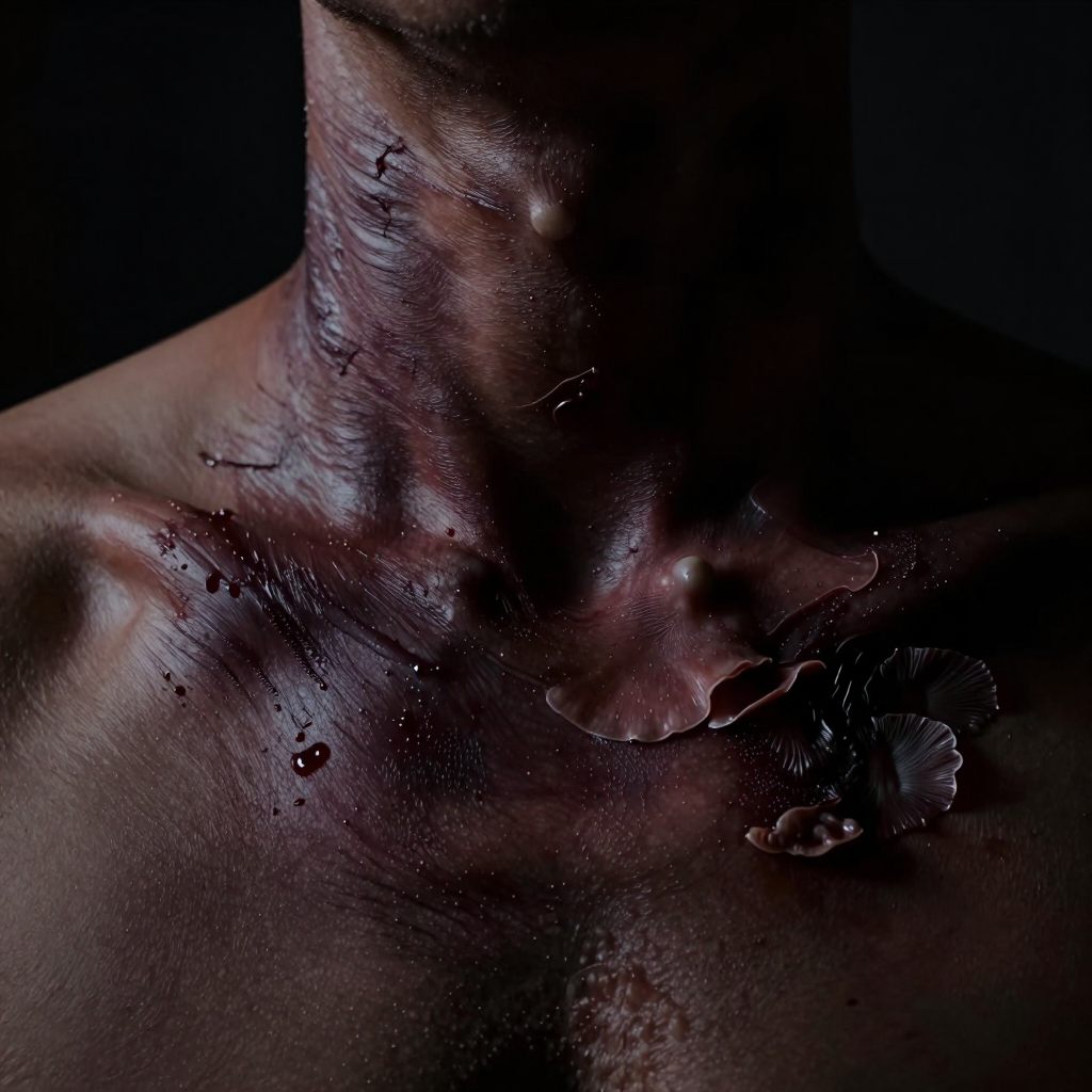 Visceral dreamscape of darkening skin texture.