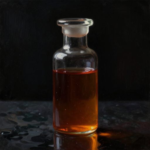 A glass vial of viscous, glowing liquid, poised to ignite.