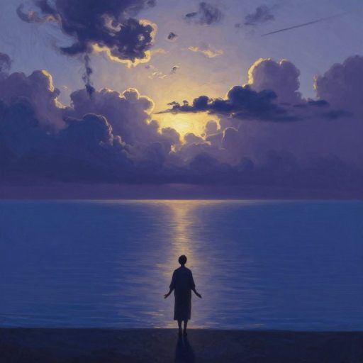 A figure reaching toward a calm, integrated horizon.