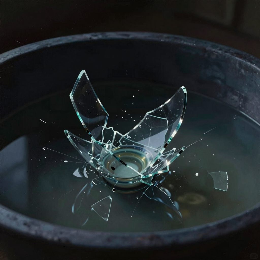 Fractured glass surface symbolizing unexpected vulnerability.