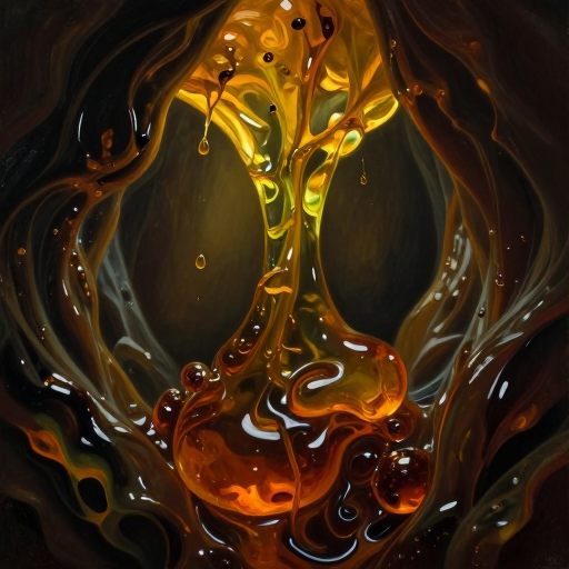 Viscous amber substance clogging a passage.