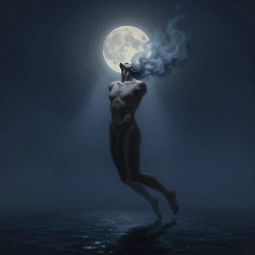 A torso suspended in a void, symbolizing the loss of mental direction.