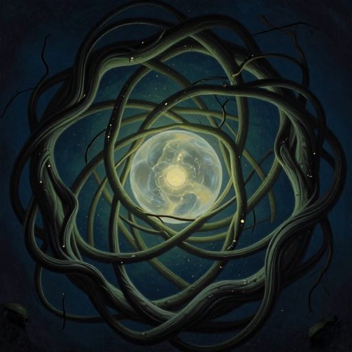 A delicate, interwoven structure symbolizing a binding cycle.