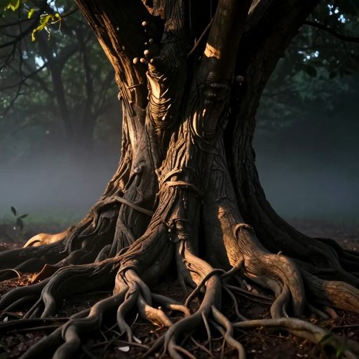 A monolithic Acer saccharinum trunk symbolizing deep psychological structure.