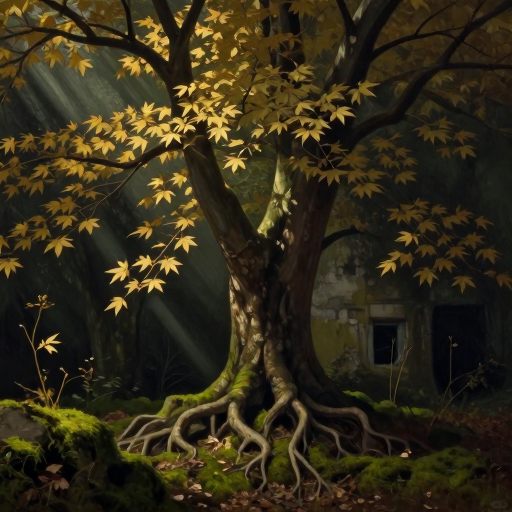 A solitary Acer spicatum tree, deeply rooted in moss, symbolizing enduring foundational truths.