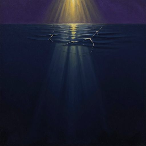 A solitary descent into deep, melancholic waters.