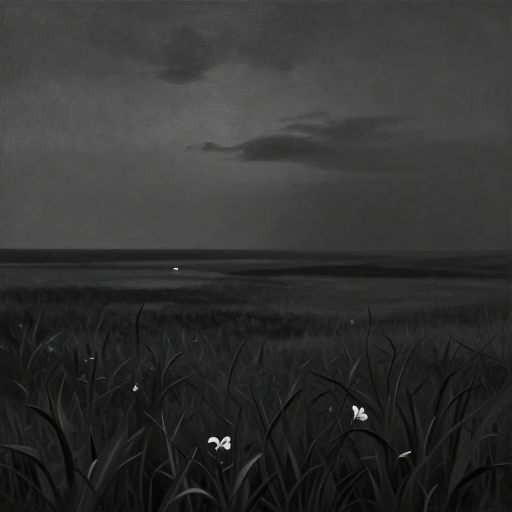 A vast, silent landscape rendered in muted greyscale, symbolizing emotional numbness.