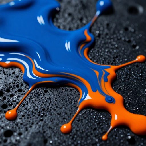 A highly saturated, vibrant liquid reacting with a porous surface, symbolizing intense emotional transformation.