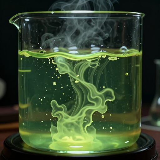 Viscous, brightly colored liquid reacting within a crystalline containment vessel, symbolizing volatile emotional residue.