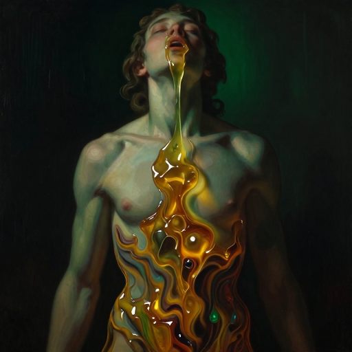 A figure experiencing internalized emotional acidity.