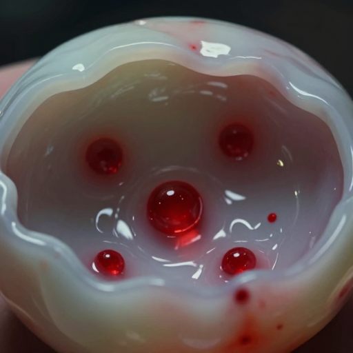 A macro view of a fragile, pressurized surface showing the slow emergence of inflamed crimson points.