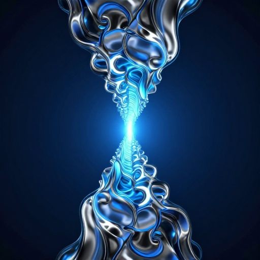 A crystalline passage channeling luminous energy in deep shadow.